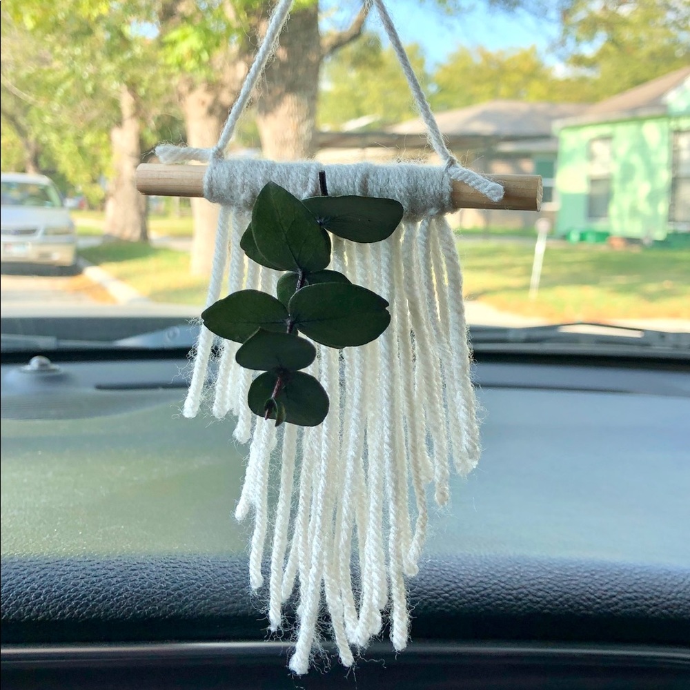 Mini Macrame yarn greenary car hanger